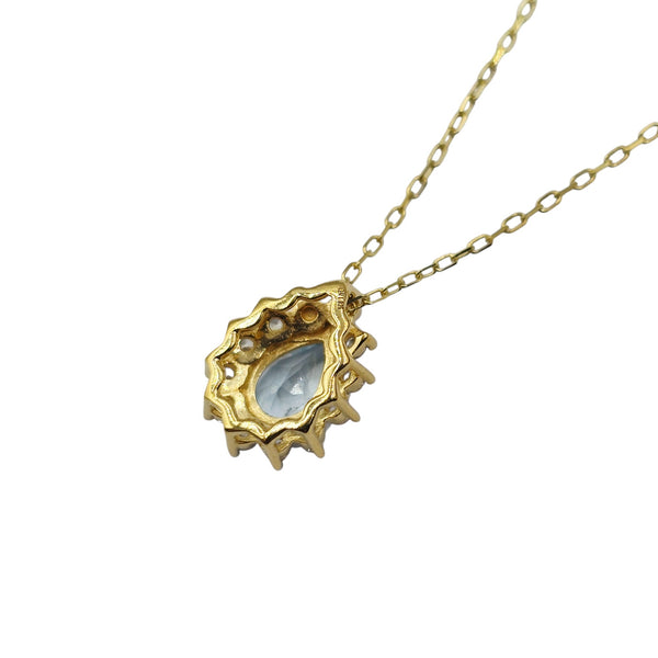 Sterling Silver Blue Topaz 7x5mm Pendant with Chain