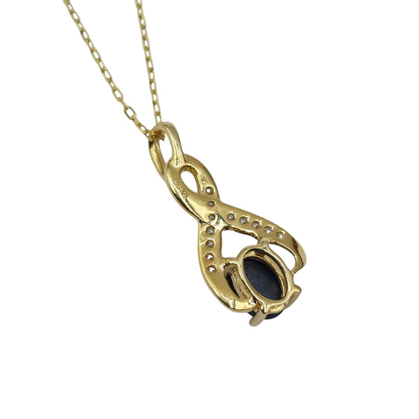 Sterling Silver Blue Sapphire 7x5mm Pendant with Chain