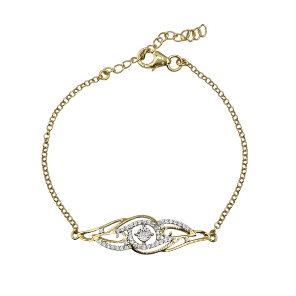 Gold Plated Sterling Silver Bracelet Set With CZ