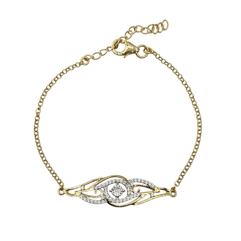 Gold Plated Sterling Silver Bracelet Set With CZ