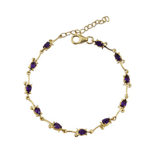Sterling Silver Bracelet Set With 5x3mm Amethyst