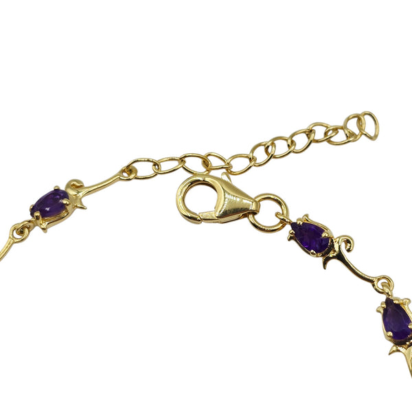 Sterling Silver Bracelet Set With 5x3mm Amethyst