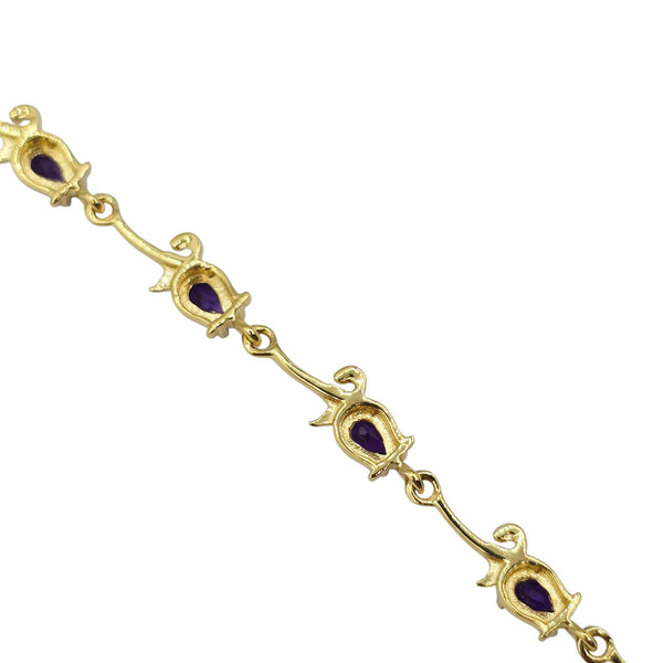 Sterling Silver Bracelet Set With 5x3mm Amethyst