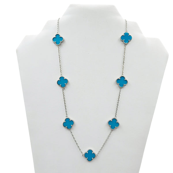 Sterling Silver Clover Set Bracelet and Necklace