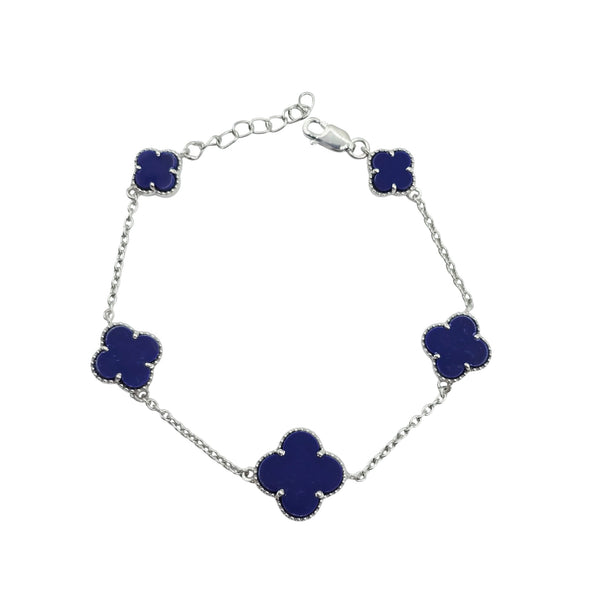 Sterling Silver Clover Set Bracelet and Necklace