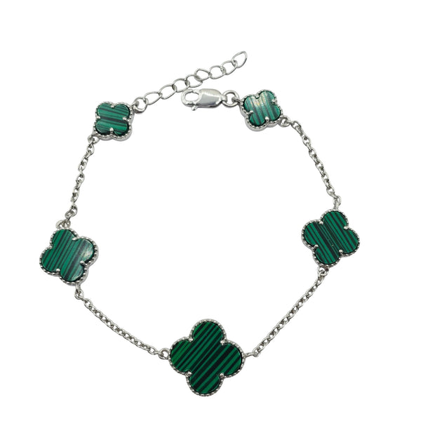Sterling Silver Clover Set Bracelet and Necklace