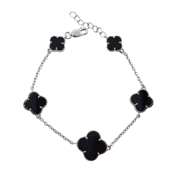 Sterling Silver Clover Set Bracelet and Necklace