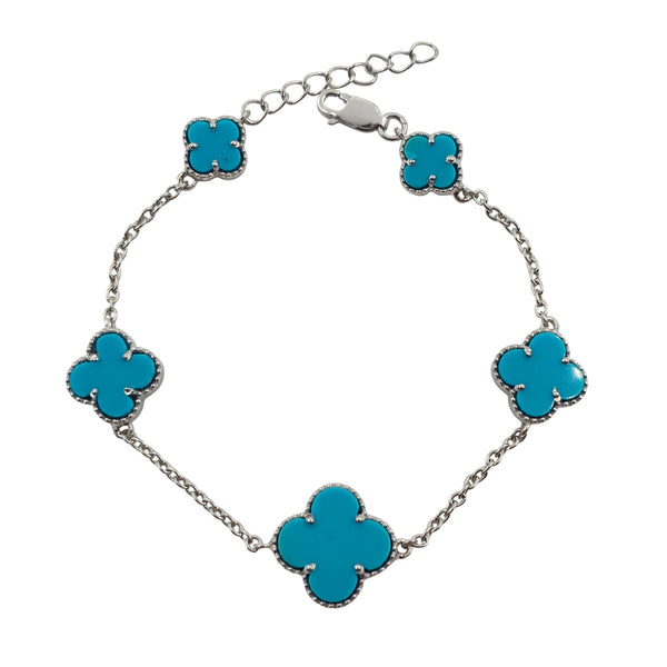 Sterling Silver Clover Set Bracelet and Necklace