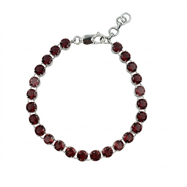 Sterling Silver Bracelet Set With 16 prong set 5mm round Genuine Gemstones