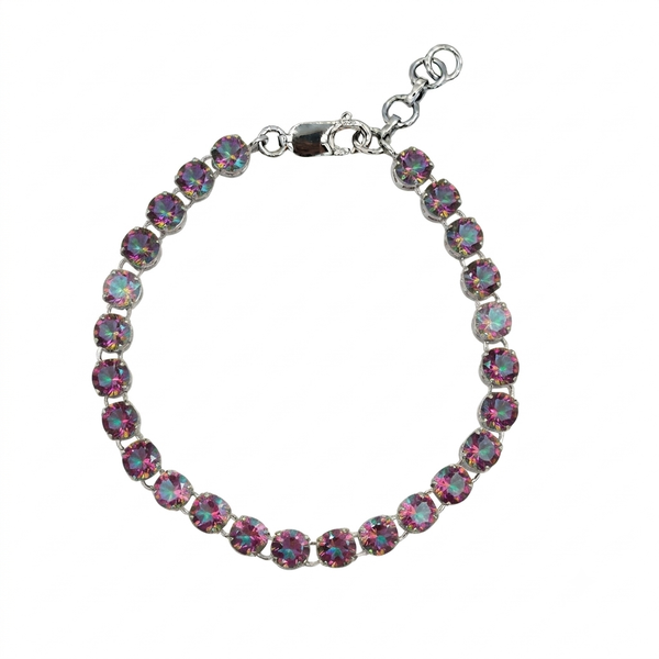 Sterling Silver Bracelet Set With 16 prong set 5mm round Genuine Gemstones