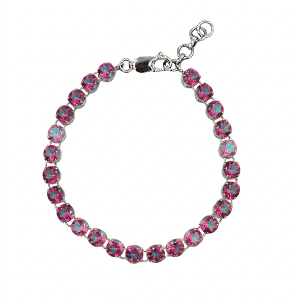 Sterling Silver Bracelet Set With 16 prong set 5mm round Genuine Gemstones