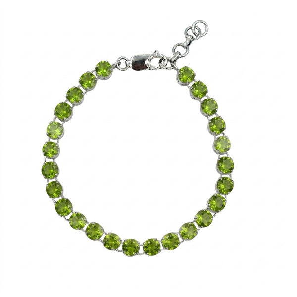 Sterling Silver Bracelet Set With 16 prong set 5mm round Genuine Gemstones