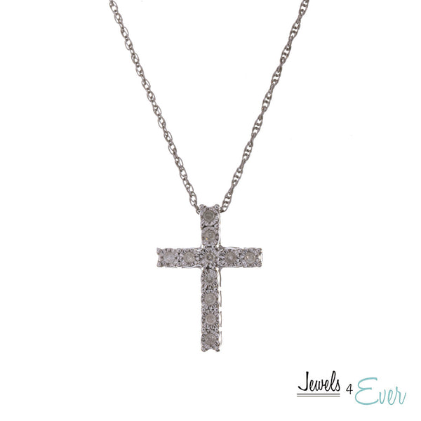 Sterling Silver Cross Gemstones Pendant and Chain