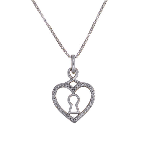 Sterling Silver Key Diamond Necklace and Earrings