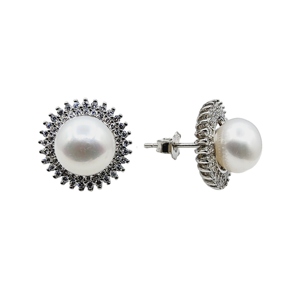 925 Sterling Silver Freshwater Pearl 8.5mm Earrings