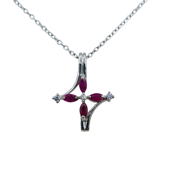 Sterling Silver Gemstones Pendant with CZ and Chain