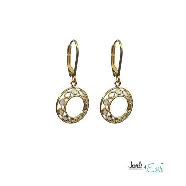 St. Silver Gold Plated Genuine Diamond Drop Earrings