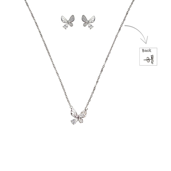 Sterling Silver Set of Necklace and Earrings