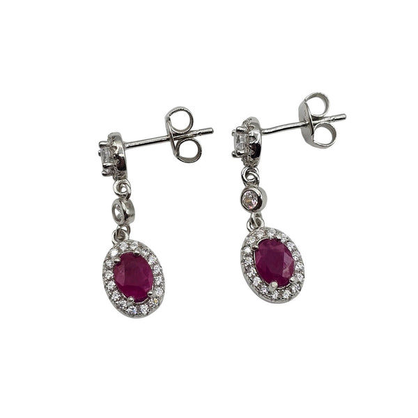 Sterling Silver Genuine Gemstone 6x4mm Earrings
