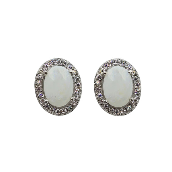 Sterling Silver Earrings and Necklace Set with Genuine Gemstone 7x5mm