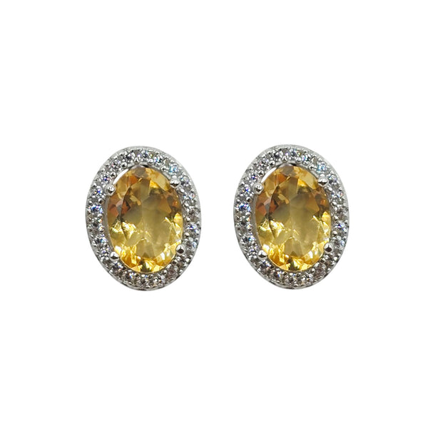 Sterling Silver Earrings and Necklace Set with Genuine Gemstone 7x5mm