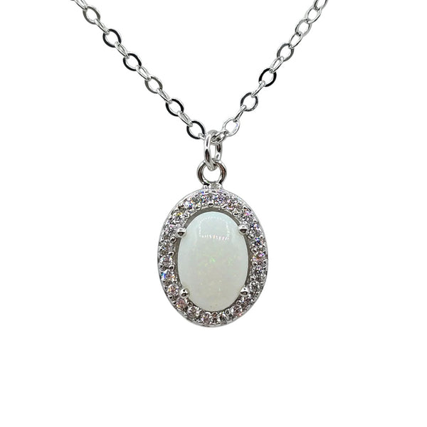 Sterling Silver Earrings and Necklace Set with Genuine Gemstone 7x5mm