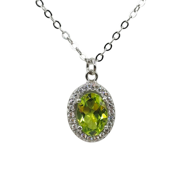 Sterling Silver Earrings and Necklace Set with Genuine Gemstone 7x5mm