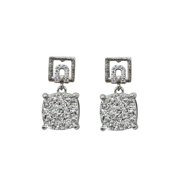 Sterling Silver Earrings and Necklace Set with Druzy Stone