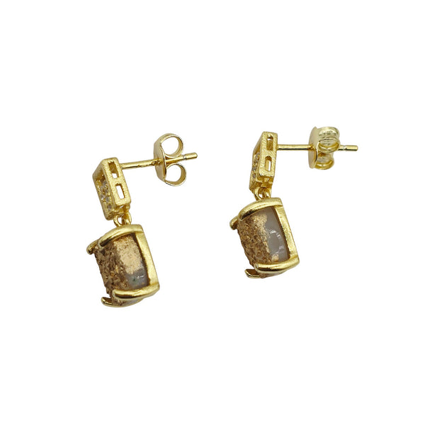 Sterling Silver Earrings and Necklace Set with Druzy Stone