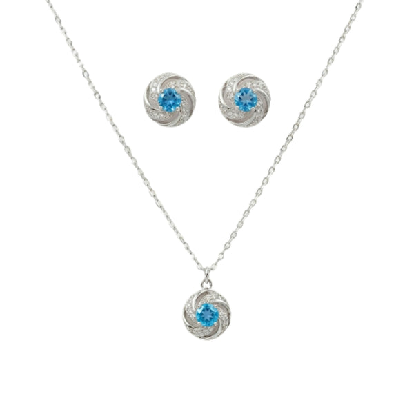 Sterling Silver Set of Necklace and Earrings