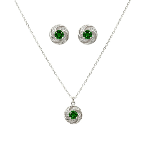 Sterling Silver Set of Necklace and Earrings