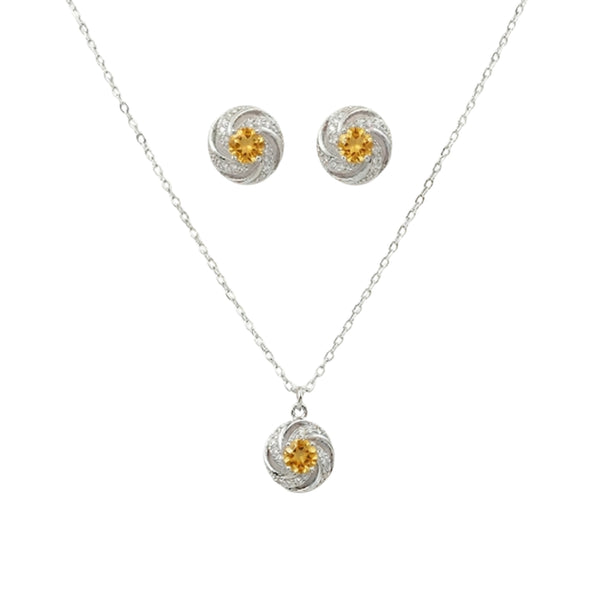 Sterling Silver Set of Necklace and Earrings