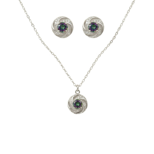 Sterling Silver Set of Necklace and Earrings