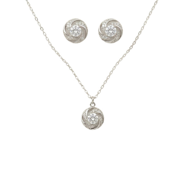Sterling Silver Set of Necklace and Earrings