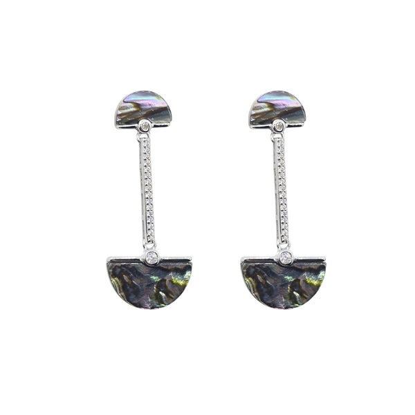Sterling Silver Earrings. Rhodium or Gold Plated Lapis, Green or Black Abalone