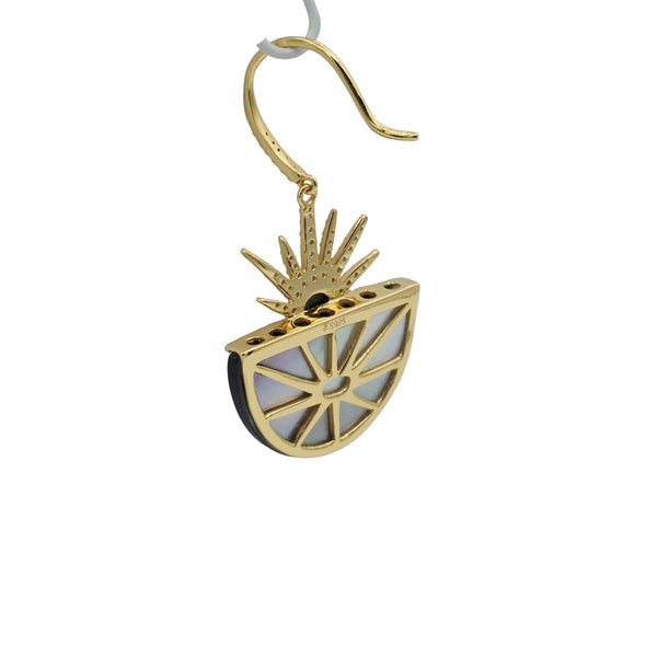 St. Earrings. Rhodium or Gold Plated: MOP, Lapis, Green Agate or Spiny Oyster