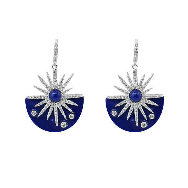 St. Earrings. Rhodium or Gold Plated: MOP, Lapis, Green Agate or Spiny Oyster