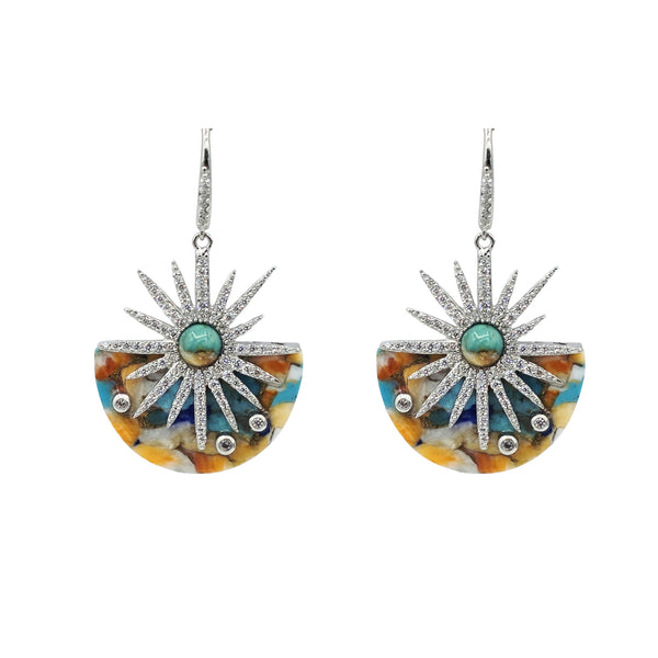 St. Earrings. Rhodium or Gold Plated: MOP, Lapis, Green Agate or Spiny Oyster