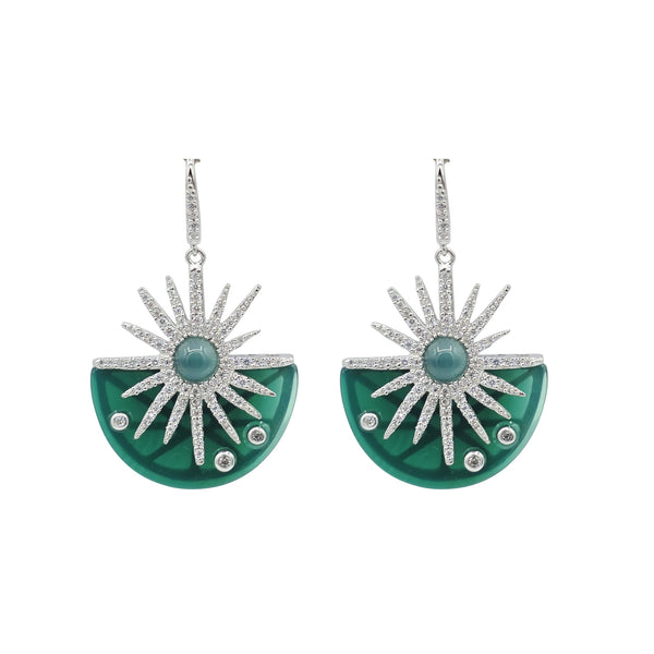 St. Earrings. Rhodium or Gold Plated: MOP, Lapis, Green Agate or Spiny Oyster