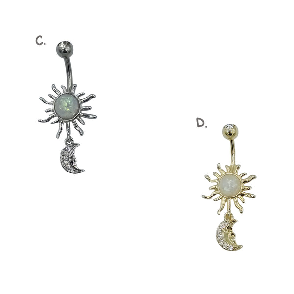 Stainless Steel +Copper or Electro Gold Plated Navel Piercing with CZ