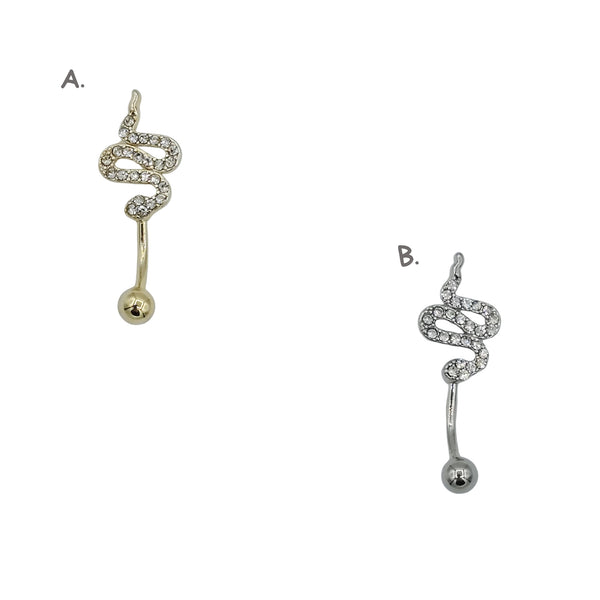 Stainless Steel +Copper or Electro Gold Plated Navel Piercing with CZ