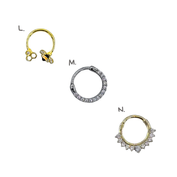 Stainless Steel +Copper or Electro Gold Plated Nose Pin 0.03Mu with CZ