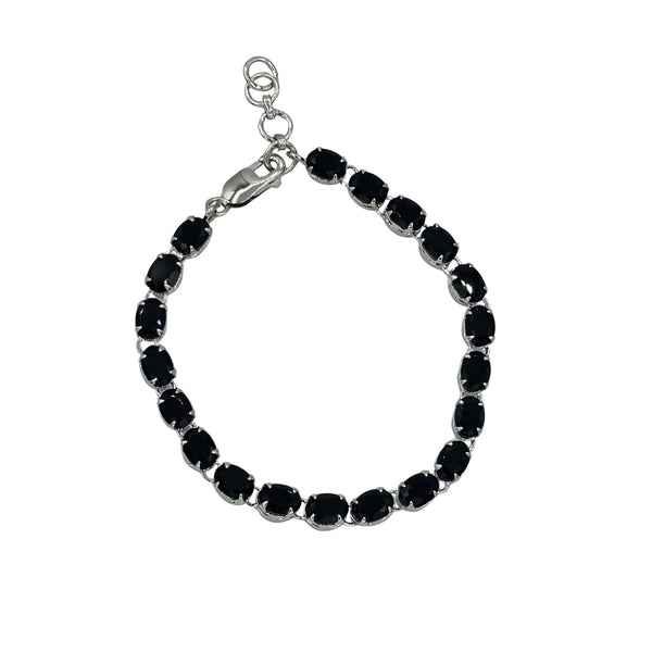 Sterling Silver Bracelet Set With 20 Prong Set 7X5mm Oval Genuine Gemstones