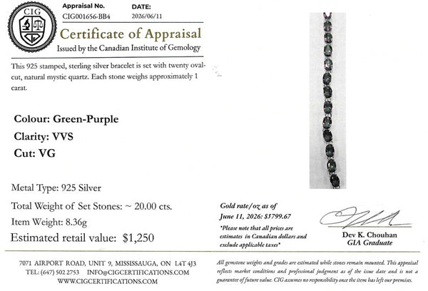 Sterling Silver Bracelet Set With 20 Prong Set 7X5mm Oval Genuine Gemstones