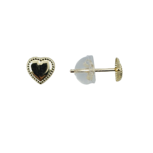 14K Yellow Gold Heart Shape Stud Earrings