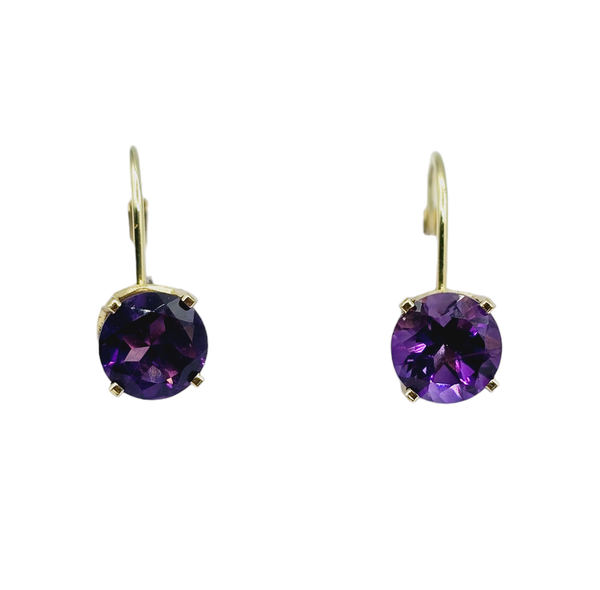 18K Yellow Gold Leverback Earrings with Genuine Gemstone 6x6mm