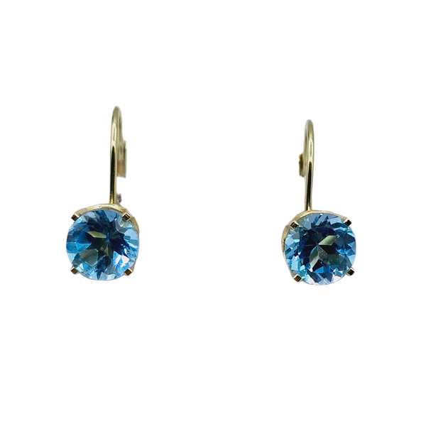 18K Yellow Gold Leverback Earrings with Genuine Gemstone 6x6mm