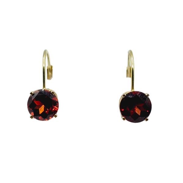 18K Yellow Gold Leverback Earrings with Genuine Gemstone 6x6mm