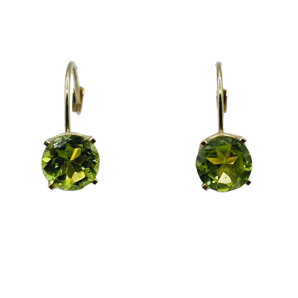 18K Yellow Gold Leverback Earrings with Genuine Gemstone 6x6mm