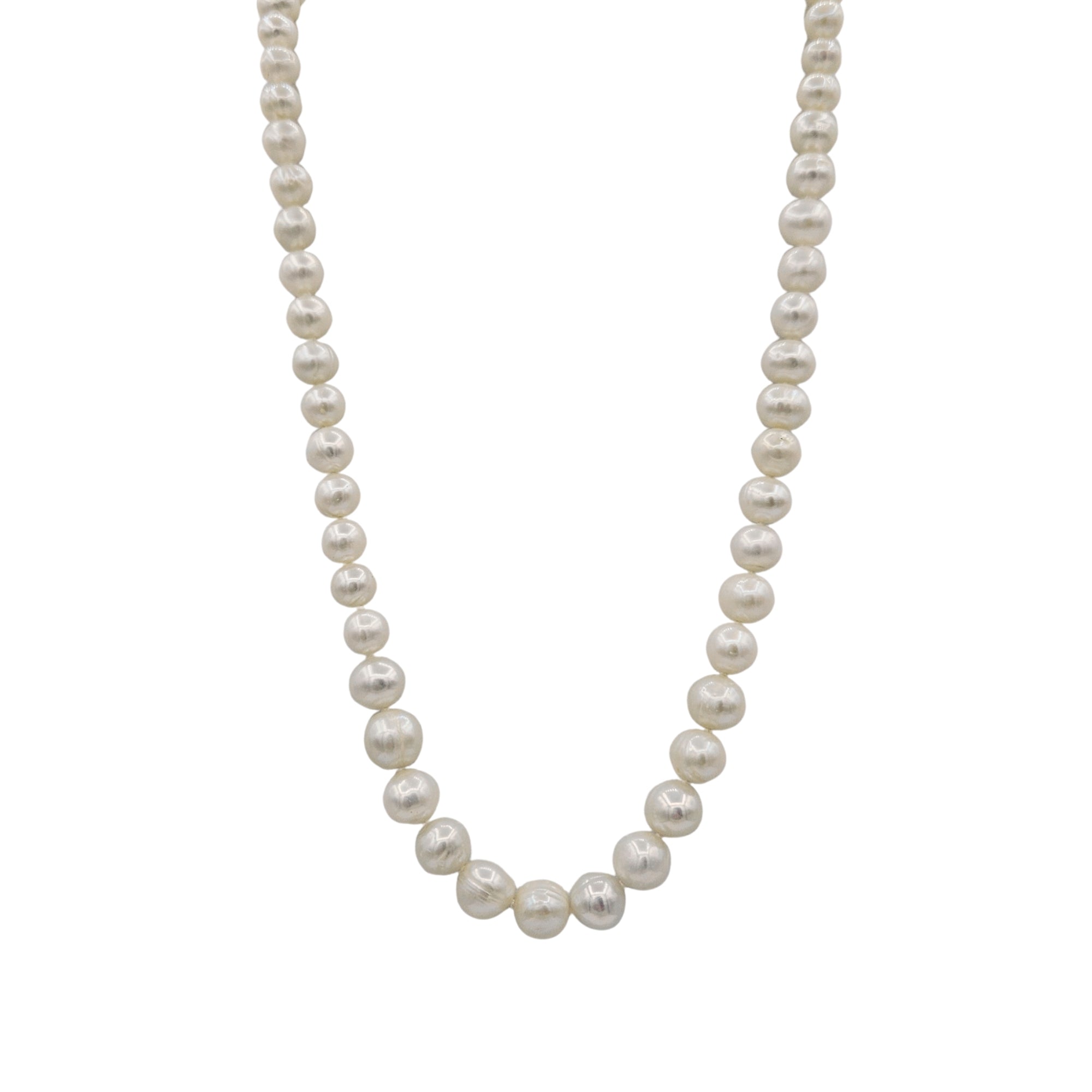 Sterling Silver Graduated Genuine Freshwater Pearls 7-9mm Necklace
